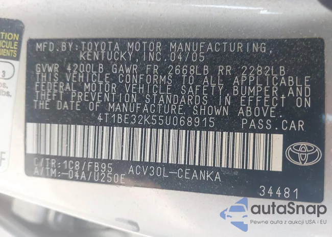 4T1BE32K55U068915: 42862739