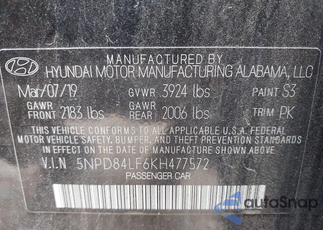 5NPD84LF6KH477572: 42863897