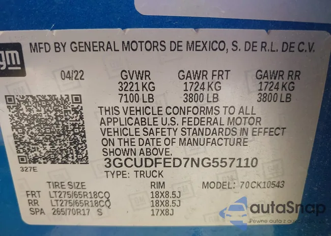 3GCUDFED7NG557110: 42863912