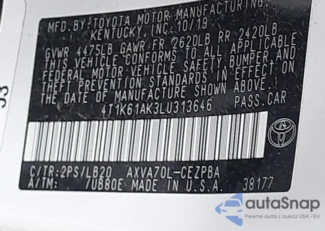 4T1K61AK3LU313646: 42863927