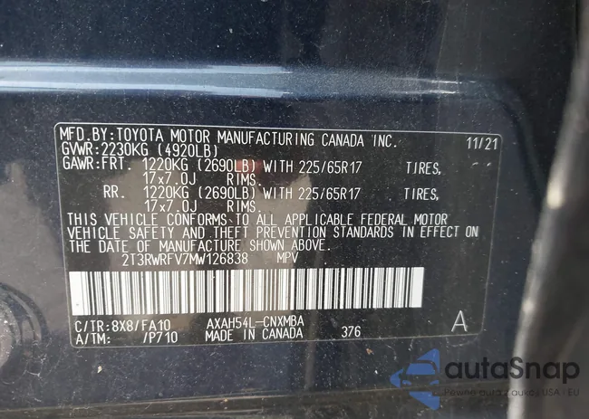 2T3RWRFV7MW126838: 42863983