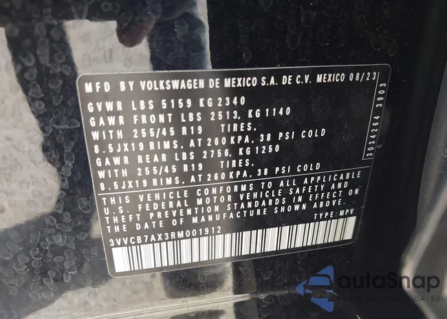 3VVCB7AX3RM001912: 42863987