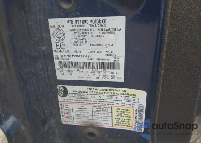 1FTPW14VX9FB43623: 42864003