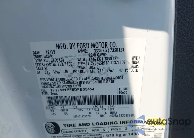 1FTFW1EF5DFB05454: 42864012