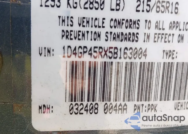 1D4GP45RX5B163004: 42864220