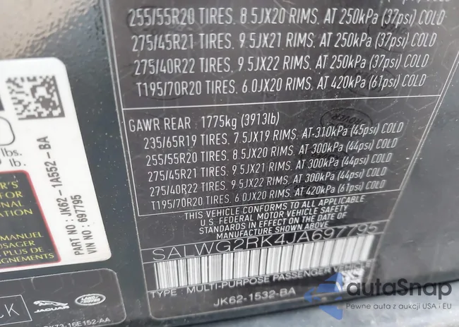 SALWG2RK4JA697795: 42864300