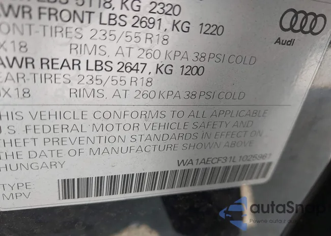 WA1AECF31L1025961: 42863619