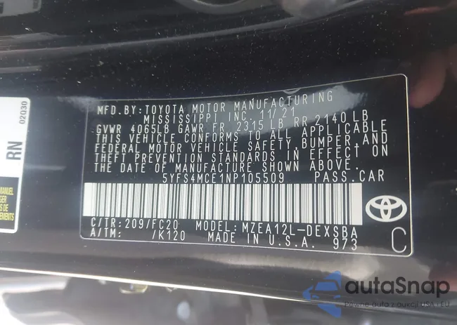 5YFS4MCE1NP105509: 42863805