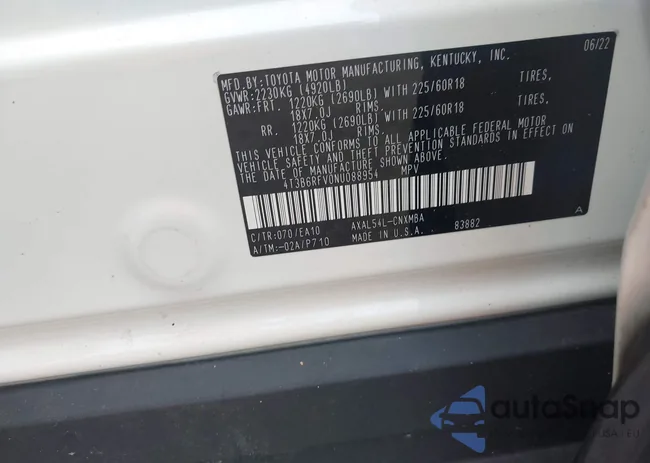 4T3B6RFV0NU088954: 42865360