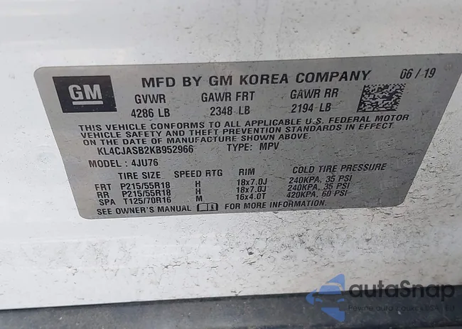 KL4CJASB2KB952966: 42864812