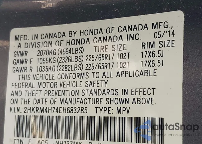 2HKRM4H74EH683285: 42866310