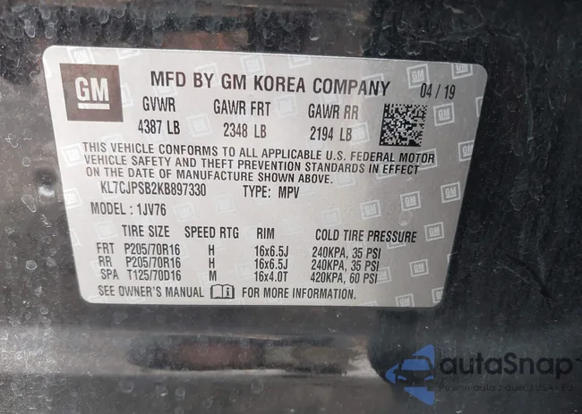 KL7CJPSB2KB897330: 42865419