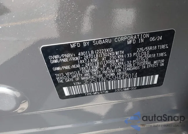 JF2SLDNC5SH442014: 42865453