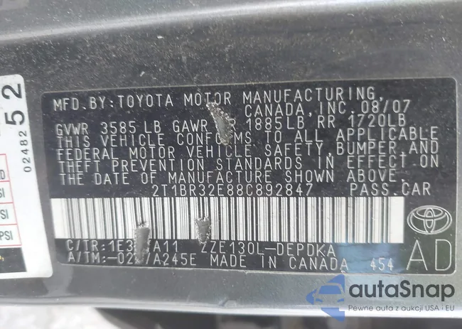 2T1BR32E88C892847: 42865454