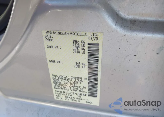 1N4BL4BV3LC248686: 42865655