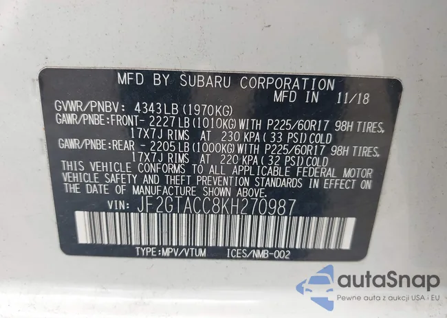 JF2GTACC8KH270987: 42865677