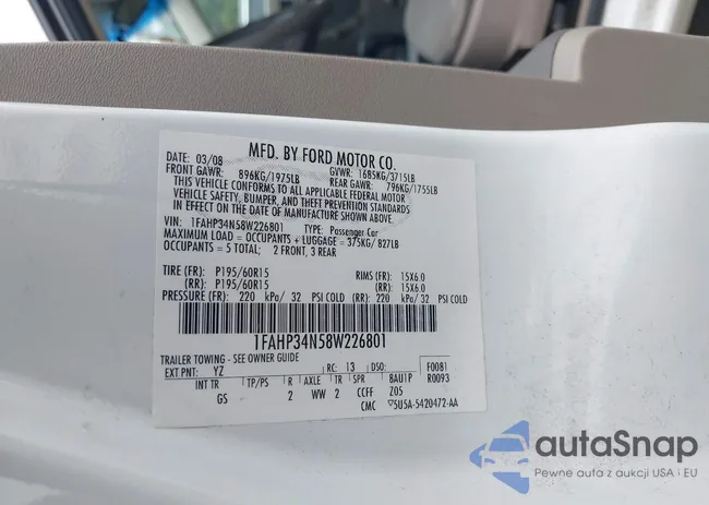 1FAHP34N58W226801: 42866976