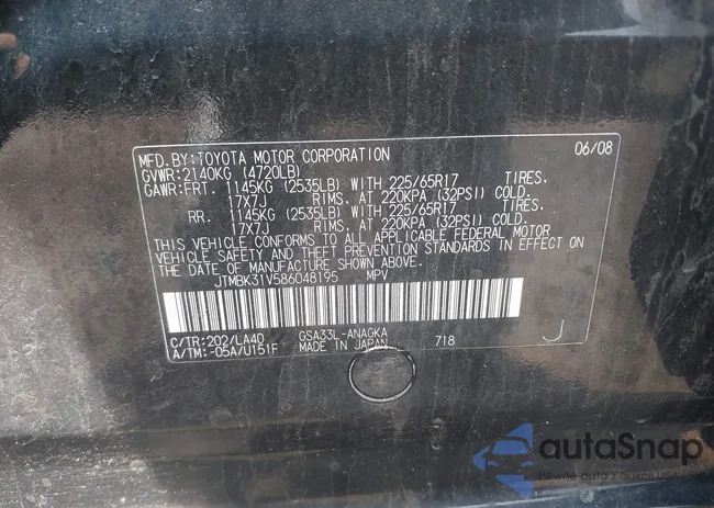 JTMBK31V586048195: 42866795