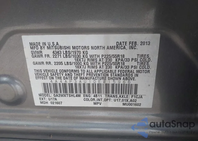 4A4AP3AU1DE015966: 42867912