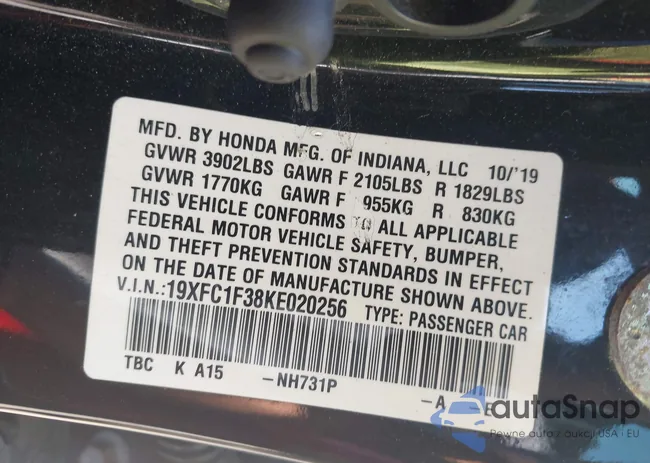 19XFC1F38KE020256: 42867921