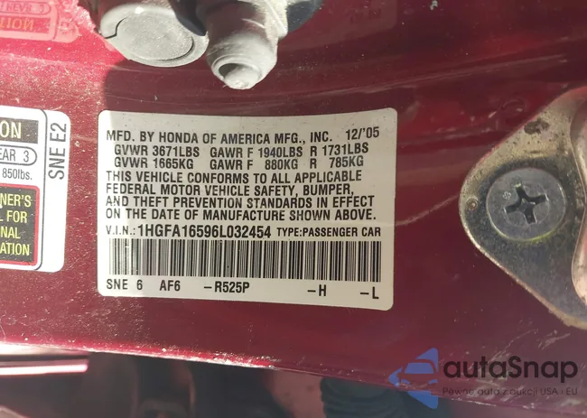 1HGFA16596L032454: 42867994