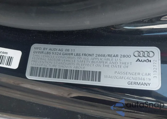 WAU2GAFC4CN034619: 42868003