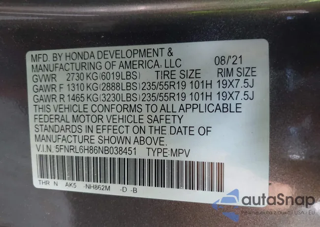 5FNRL6H86NB038451: 42868382