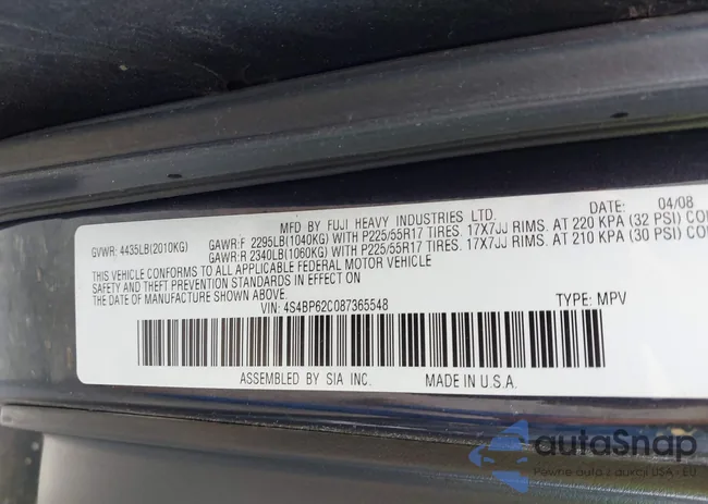 4S4BP62C087365548: 42867422