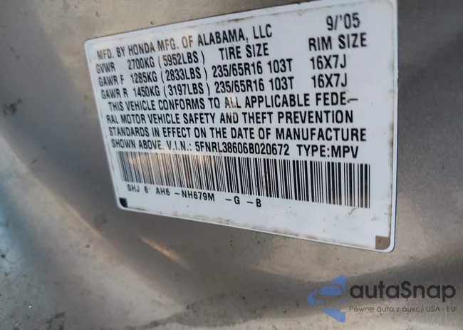 5FNRL38606B020672: 42867560