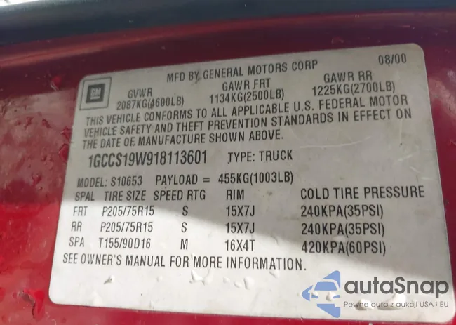 1GCCS19W918113601: 42867563