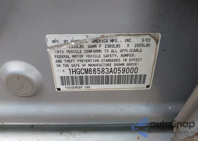 1HGCM66583A059000: 42867780