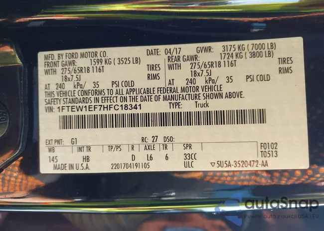 1FTEW1EF7HFC18341: 42868796