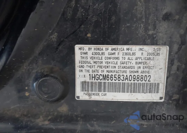 1HGCM66583A098802: 42868863