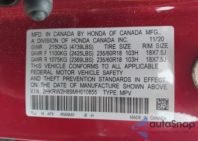 2HKRW2H89MH610855: 42868940