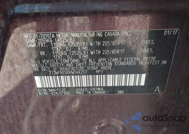 2T3WFREV0HW344257: 42868972