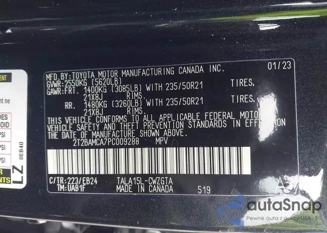 2T2BAMCA7PC009288: 42868980