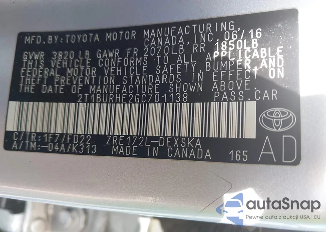 2T1BURHE2GC701138: 42869040