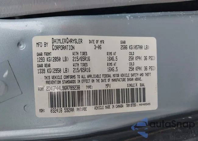 2D4GP44L96R789238: 42869206