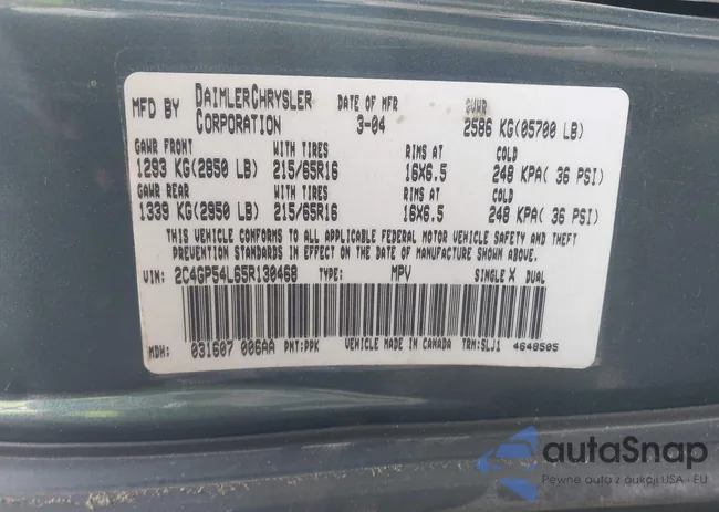 2C4GP54L65R130468: 42869209