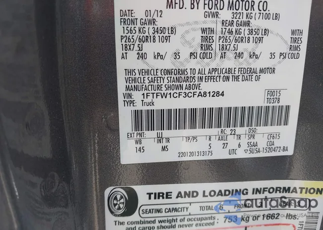 1FTFW1CF3CFA81284: 42869308