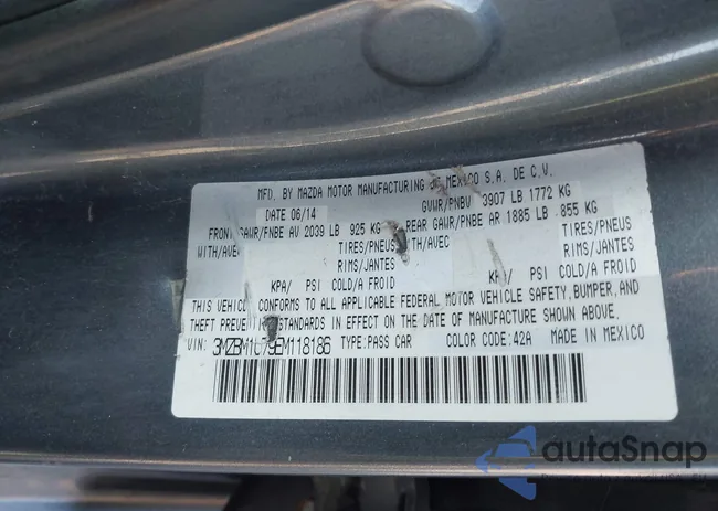 3MZBM1U79EM118186: 42868447