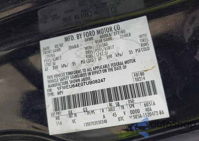 1FMEU64E07UB08247: 42869884