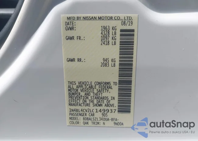 1N4BL4CV2LC149937: 42870117