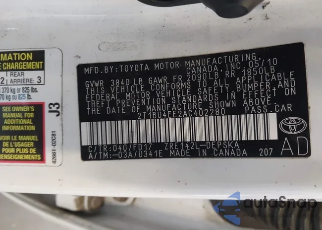 2T1BU4EE2AC402280: 42870125