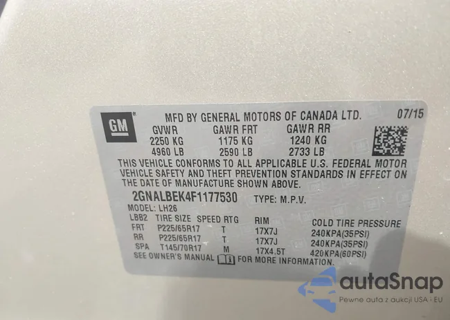 2GNALBEK4F1177530: 42870149