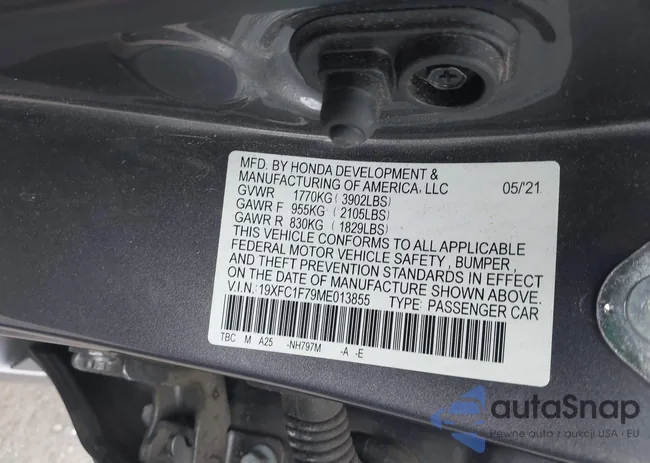19XFC1F79ME013855: 42870855