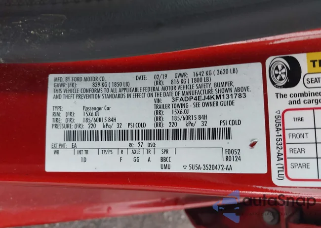 3FADP4EJ4KM131783: 42871021