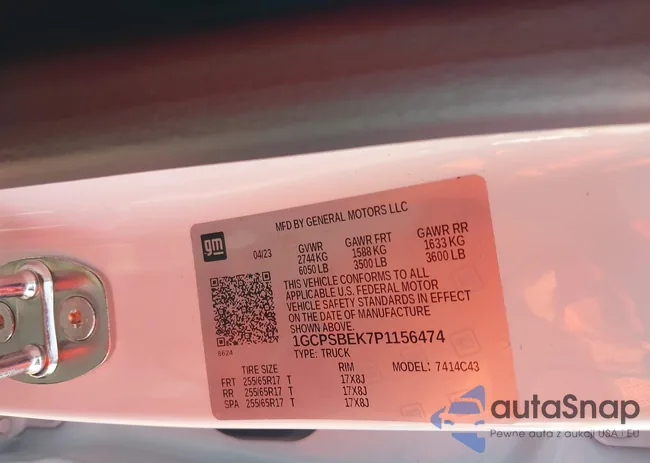 1GCPSBEK7P1156474: 42871378