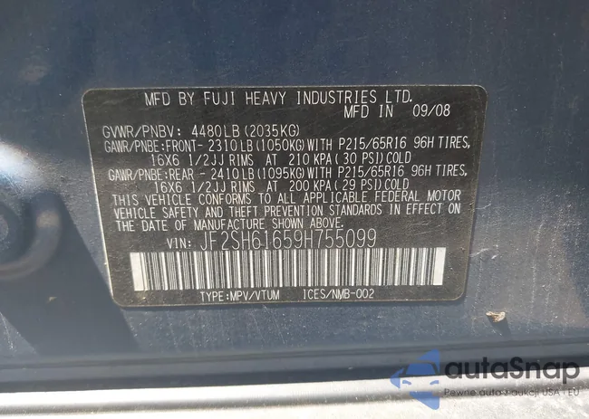 JF2SH61659H755099: 42870598