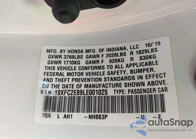 19XFC2E89LE001025: 42872130